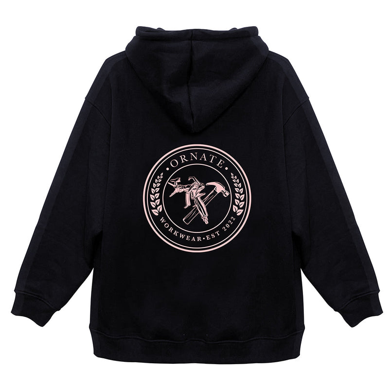 THE ORIGINAL BLACK HOODIE  - PINK LOGO