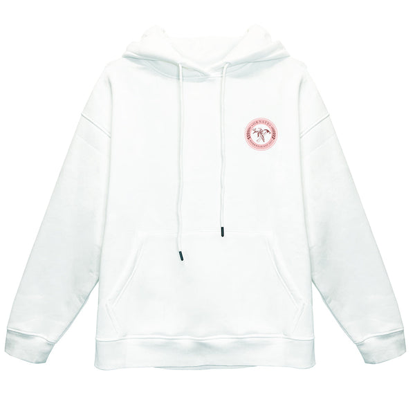 THE ORIGINAL WHITE HOODIE - PINK LOGO