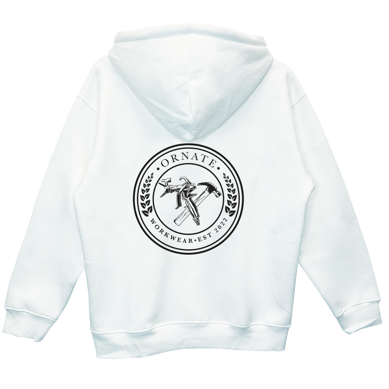 THE ORIGINAL WHITE HOODIE  - BLACK LOGO