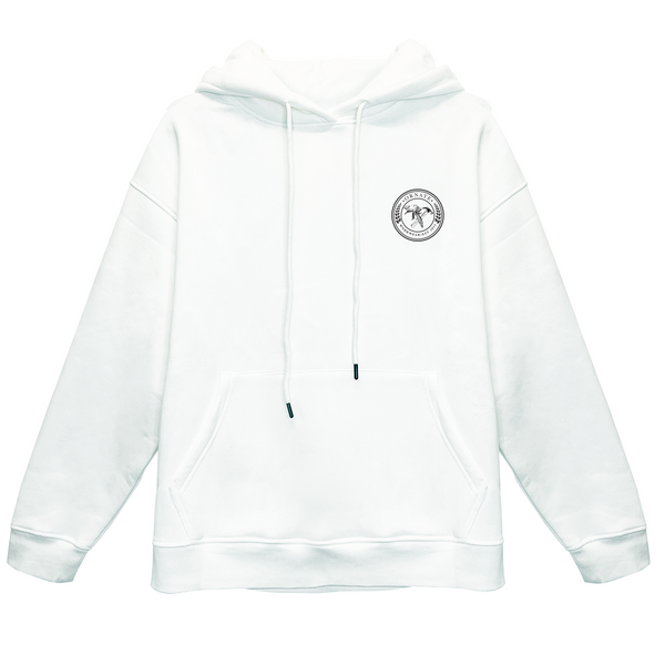 THE ORIGINAL WHITE HOODIE  - BLACK LOGO