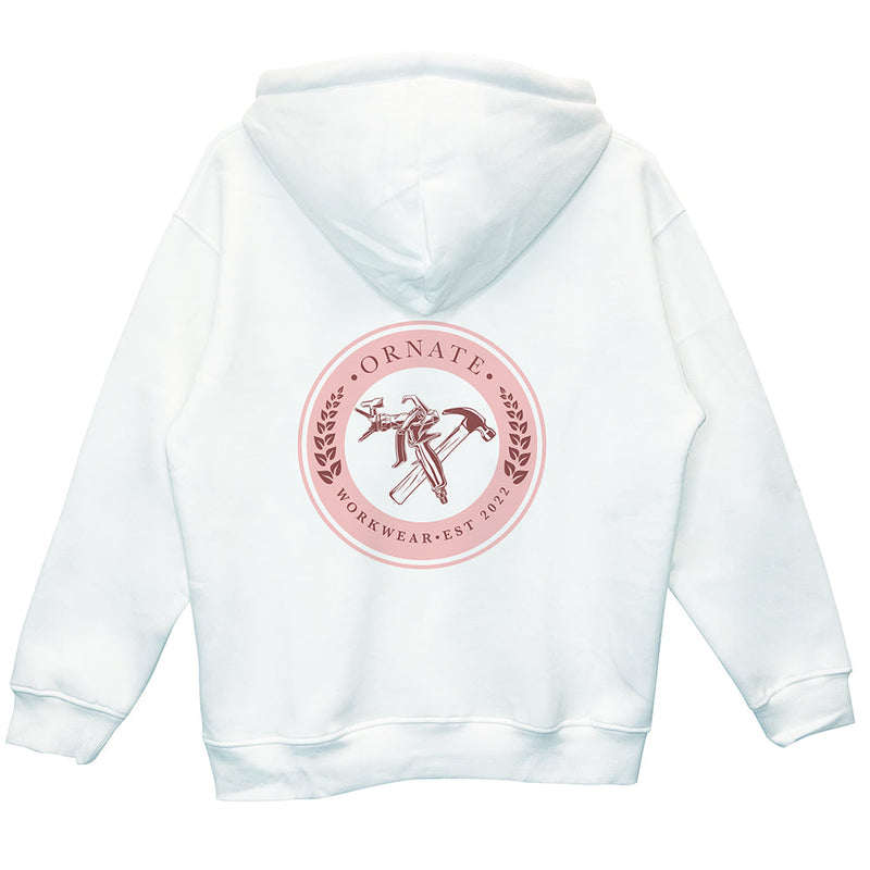 THE ORIGINAL WHITE HOODIE - PINK LOGO