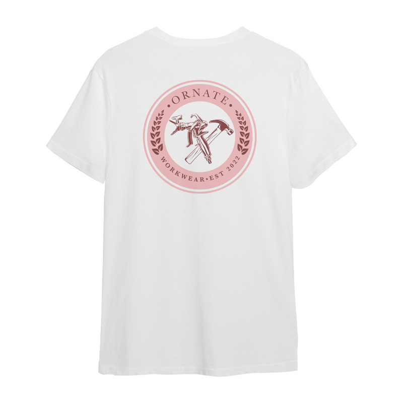 THE ORIGINAL WHITE TEE - PINK LOGO